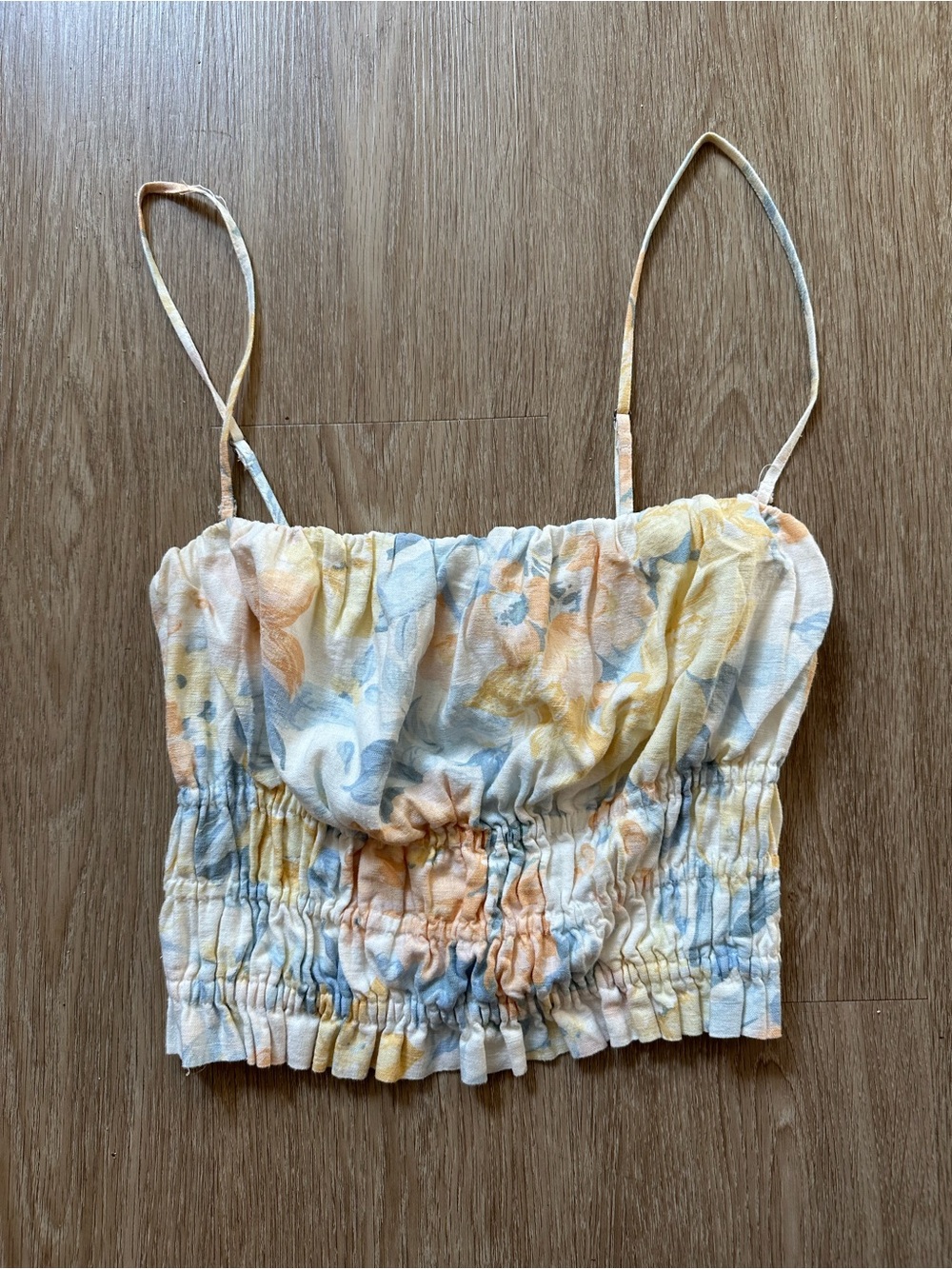Abercrombie Strapless Linen-Blend Ruched Top